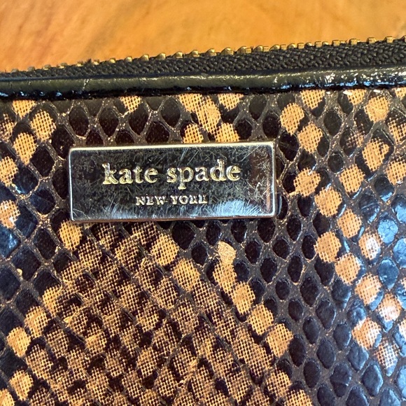 Kate Spade New York Snakeskin Embossed Continental Zip Wallet – Tan/Black - Picture 14 of 14